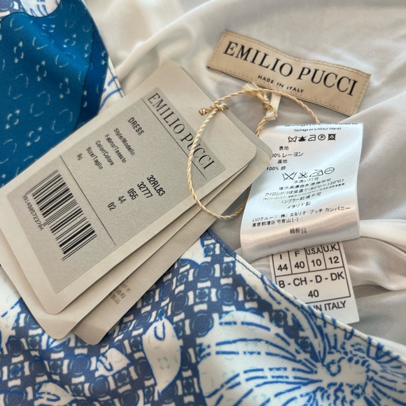 EMILIO PUCCI BLUE PRINTED DRESS MODEL 32RL83 SIZE IT 44 / US 10 NWTS! - Picture 13 of 15